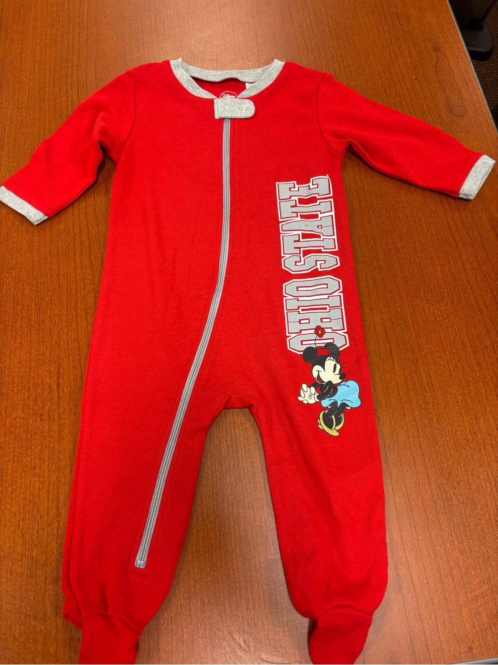 Disney Red Minnie Mouse  Ohio State One-Piece Footed Pajamas